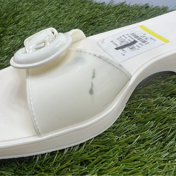 VERONICA BEARD Davina White Jelly Oversized Buckle Slide Sandals, Size 9M - Picture 3 of 11